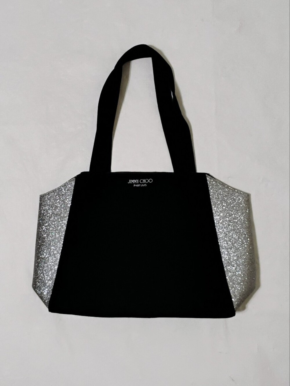 Jimmy Choo Parfums Tote Bag Black Velvet Silver Glitter Weekend Travel Bag